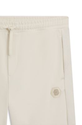 Cotton-blend tracksuit bottoms with Double B monogram, Natural