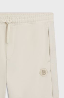Cotton-blend tracksuit bottoms with Double B monogram, Natural