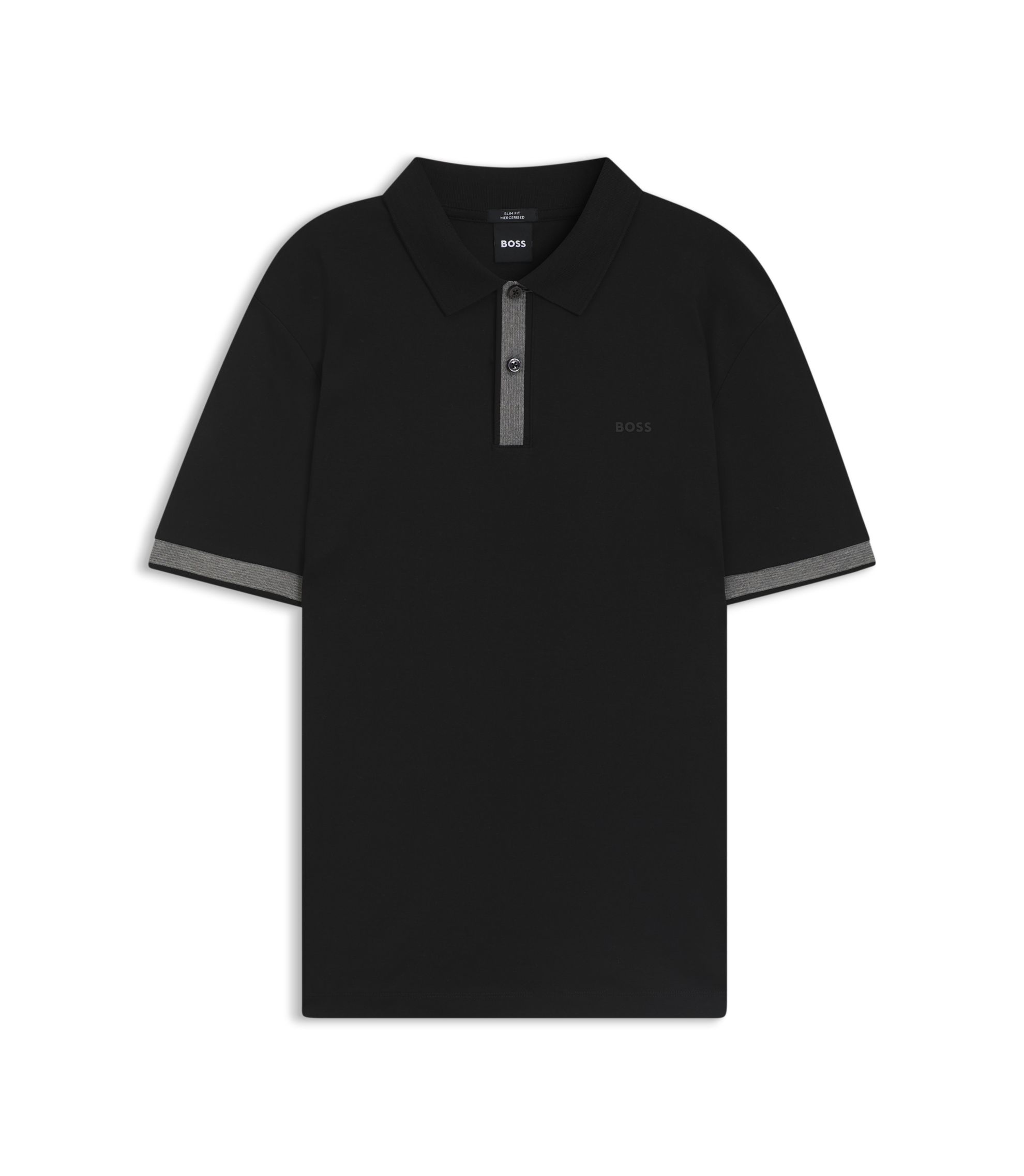 BOSS - Mercerised-cotton slim-fit polo shirt with structured trims