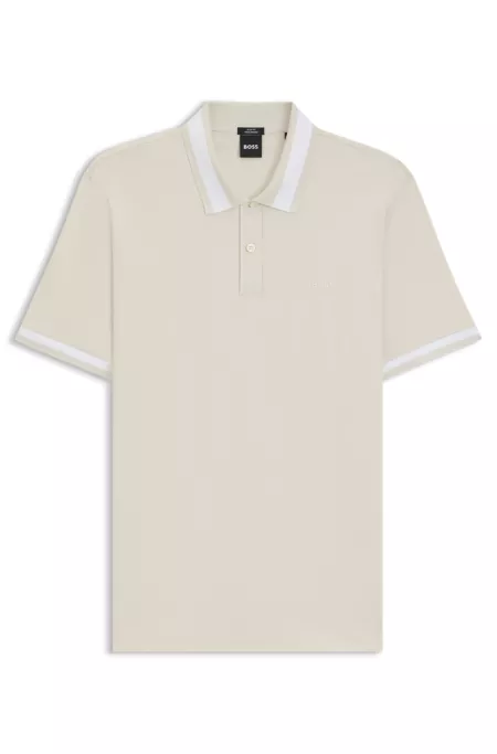 Mercerised-cotton slim-fit polo shirt with structured trims