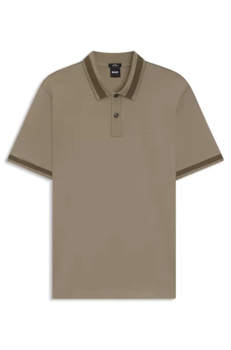 Mercerised-cotton slim-fit polo shirt with structured trims