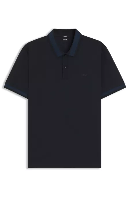 Mercerised-cotton slim-fit polo shirt with structured trims