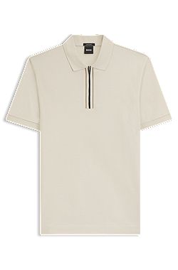 Mercerised-cotton polo shirt with zip placket