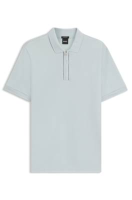Mercerised-cotton polo shirt with zip placket 1