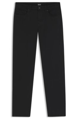 Delaware slim-fit trousers in stretch-cotton gabardine, Black