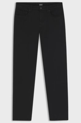 Delaware slim-fit trousers in stretch-cotton gabardine, Black