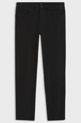Delaware slim-fit trousers in stretch-cotton gabardine, Black