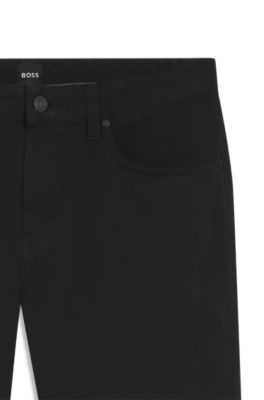 Delaware slim-fit trousers in stretch-cotton gabardine, Black