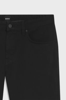 Delaware slim-fit trousers in stretch-cotton gabardine, Black