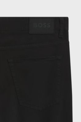 Delaware slim-fit trousers in stretch-cotton gabardine, Black