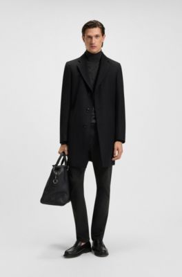 Delaware slim-fit trousers in stretch-cotton gabardine, Black