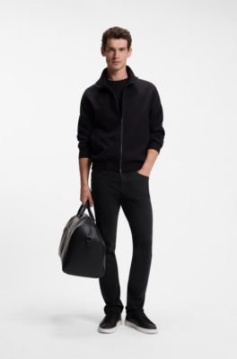 Delaware slim-fit trousers in stretch-cotton gabardine, Black