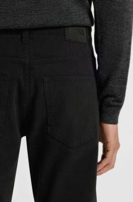 Delaware slim-fit trousers in stretch-cotton gabardine, Black