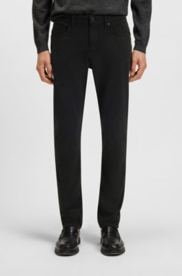 Delaware slim-fit trousers in stretch-cotton gabardine, Black