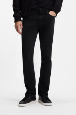 Delaware slim-fit trousers in stretch-cotton gabardine, Black