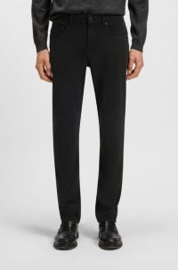 Delaware slim-fit trousers in stretch-cotton twill, Black