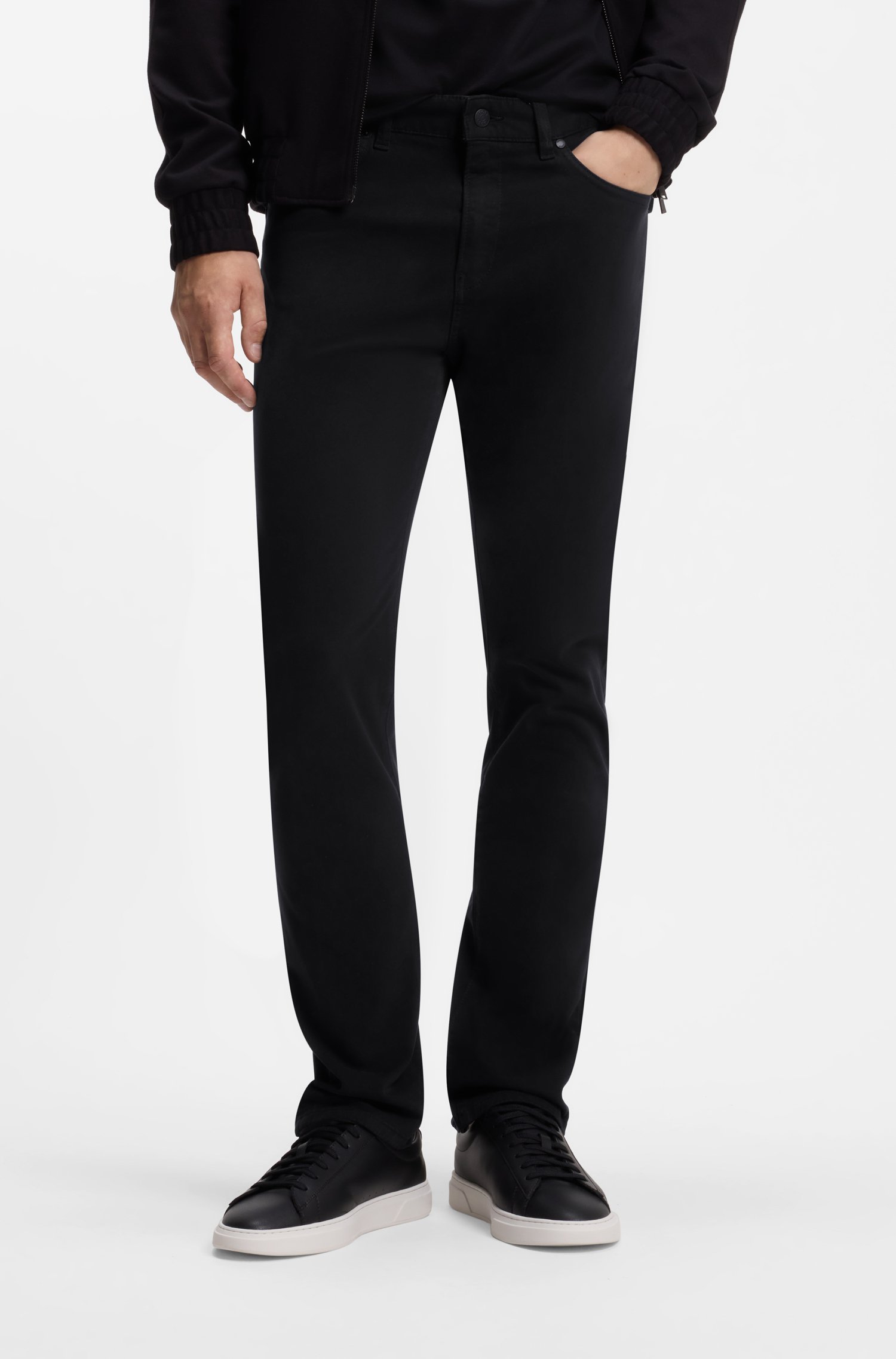 Boss Delaware slim-fit trousers in stretch-cotton gabardine byxor herr