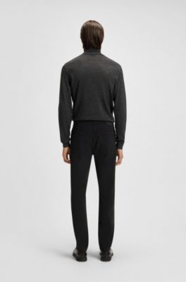 Delaware slim-fit trousers in stretch-cotton gabardine, Black