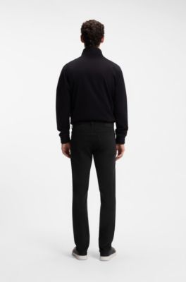 Delaware slim-fit trousers in stretch-cotton gabardine, Black