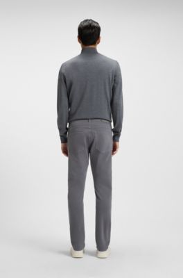 Delaware slim-fit trousers in stretch-cotton gabardine, Dark Grey