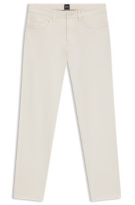 Slim-fit Delaware-broek van katoenen gabardine met stretch, Wit
