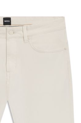 Slim-fit Delaware-broek van katoenen gabardine met stretch, Wit