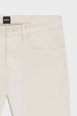 Delaware slim-fit trousers in stretch-cotton gabardine, Natural