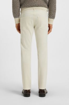 Slim-fit Delaware-broek van katoenen gabardine met stretch, Naturel