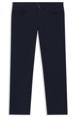 Delaware slim-fit trousers in stretch-cotton gabardine, Dark Blue