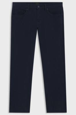 Delaware slim-fit trousers in stretch-cotton gabardine, Dark Blue