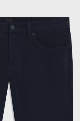 Slim-fit Delaware-broek van katoenen gabardine met stretch, Donkerblauw