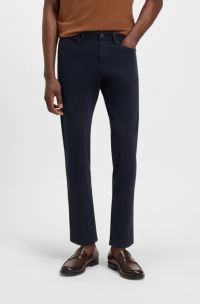 Delaware slim-fit trousers in stretch-cotton twill, Dark Blue