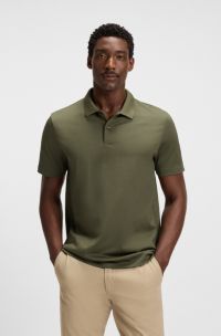 Mercerised-cotton polo shirt with geometric jacquard, Green