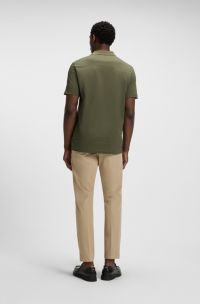 Polo in cotone mercerizzato con jacquard geometrico, Verde