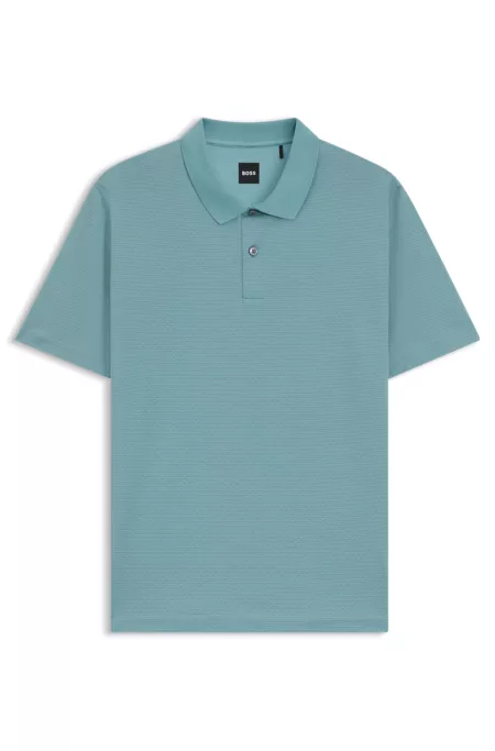 Polo en coton mercerisé avec motif jacquard géométrique