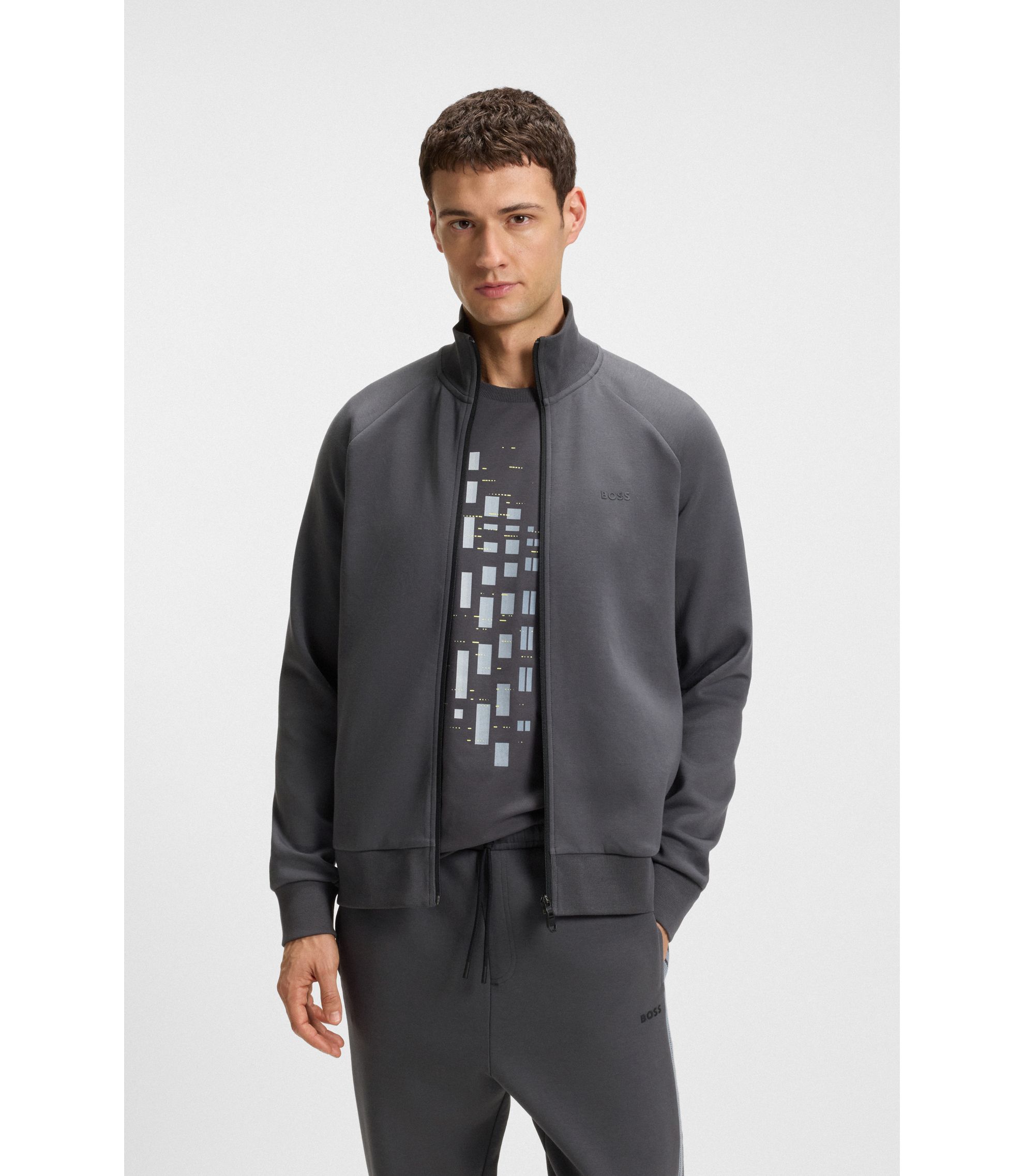 BOSS - Regular-fit tracksuit set in stretch cotton with striped