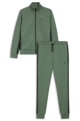 Ensemble de surv&ecirc;tement Regular en coton stretch avec finitions &agrave; rayures, Vert