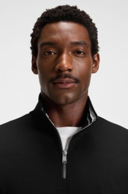 Sweatshirt met ritskraag van een katoenmix, Zwart