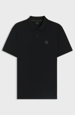Pima-cotton polo shirt with Double B monogram, Black