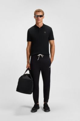 Pima-cotton polo shirt with Double B monogram, Black