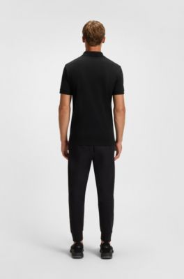 Polo in cotone Pima con monogramma Double B, Nero