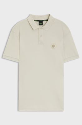 Pima-cotton polo shirt with Double B monogram, Natural