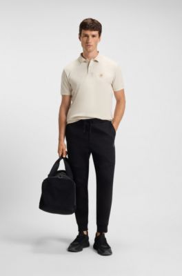 Polo van katoenpiqu&eacute; met Double B-monogram, Naturel