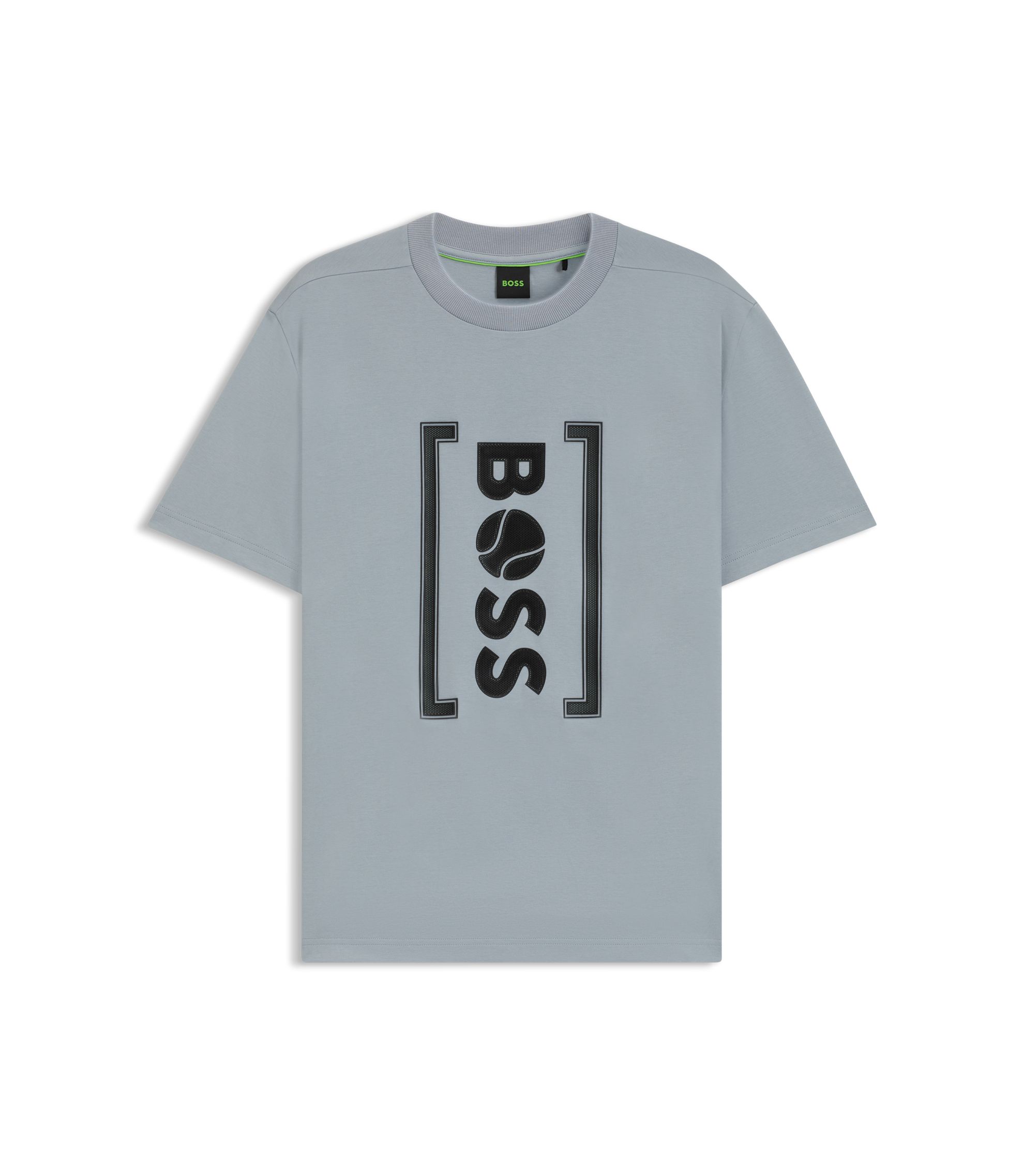 BOSS テニス シャツ Lサイズ 黒 BOSS - リラックスフィットTシャツ テニススタイル メッシュプリント