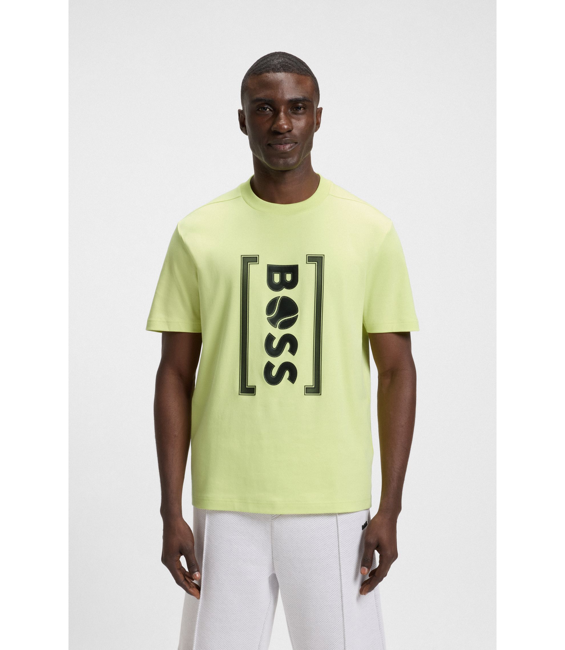 BOSS ストライプ テニスTシャツ テイラー フリッツ ホワイト BOSS ストライプ テニスTシャツ テイラー フリッツ ホワイト BOSS