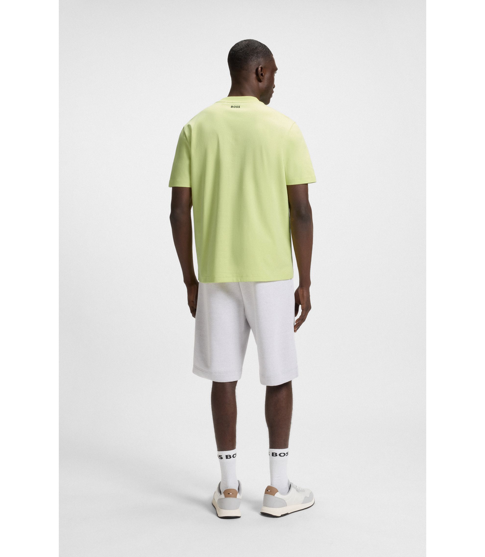 BOSS - リラックスフィットTシャツ テニススタイル メッシュプリント