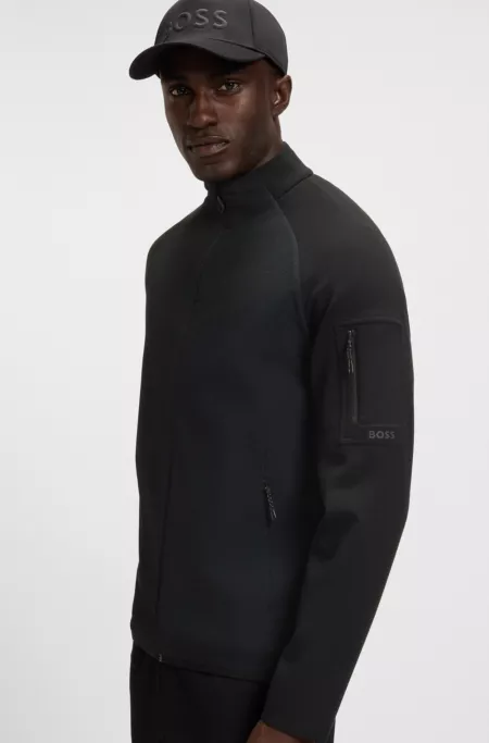 Regular-fit zip-up sweatshirt with decorative reflective details