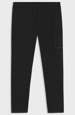 Regular-fit tracksuit bottoms with decorative reflective details, Black
