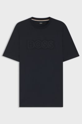 Cotton-jersey T-shirt with logo artwork, Dark Blue