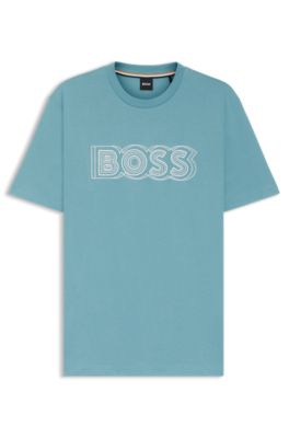 Cotton-jersey T-shirt with logo artwork, Light Blue